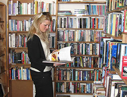 Emma browsing books